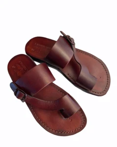 Biblical Jesus Sandals Men's Genuine Leather Handmade From Jerusalem Size 5-16 - Picture 1 of 8