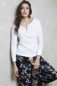 Cottonreal Wild Hibiscus Navy Blue Gold Floral Mix Pyjama Set - SIZE L 14/16 - Picture 1 of 3