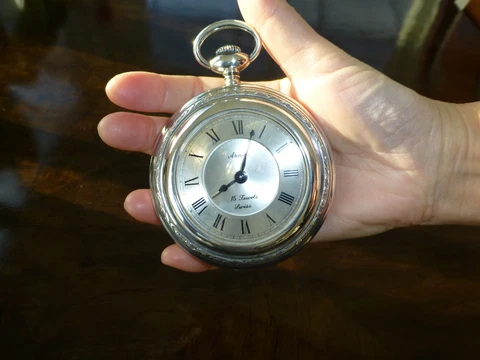 Vintage Arnex Sterling Silver 15 Jewels Swiss-made Large Pocketwatch (See Video) Cover