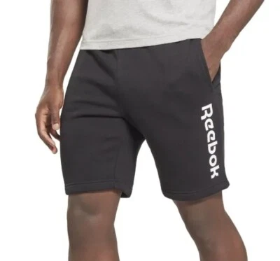 Mens Reebok Logo Shorts - Gym Running Sports Fitness - Black - Image 1 of 4