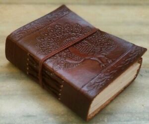 Peacock Embossed Brown Leather Bound Journal Refillable Pocket Diary Unlined