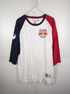 Mitchell & Ness New York Red Bulls Shirt Men's XL 3/4 Sleeve MLS Soccer Retro
