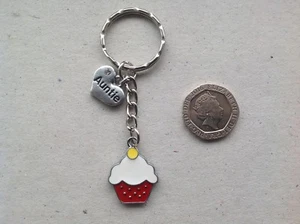 Personalised Handmade Cupcake AUNTIE, NIECE, SISTER, DAUGHTER Bag Charm Keyring - Picture 1 of 8