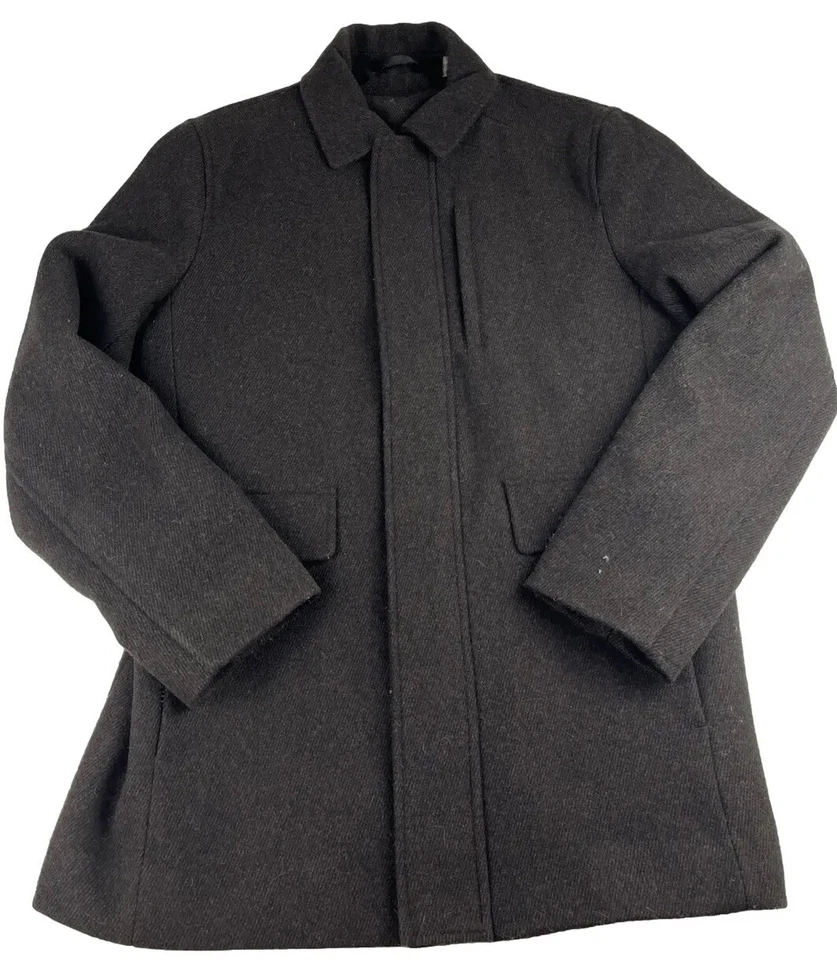 Calvin Klein Wool Blend Coat. Full Zip. Dark Gray. Size Small - Image 1 of 4