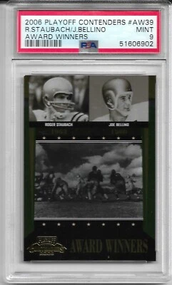 2006 PLAYOFF CONTENDERS AWARD WINNERS #39 ROGER STAUBACH - J. BELLINO PSA 9 MINT - Image 1 of 2