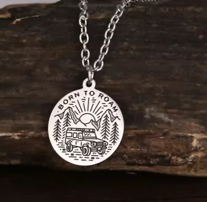 Born to roam Honda Element Jeep Ecamper Camper NEW necklace Men women Silver - Picture 1 of 3