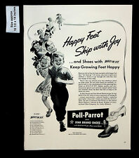 1943 Poll-Parrot Star Brand Shoes Boys Girls Happy Feet Vintage Print Ad 33062