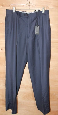 Pantalón de vestir Bachrach talla 33x32 azul frente plano pantalones de sarga Huntington para hombre Foto 1 de 4