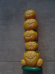 VINTAGE 7 STACKED PUMPKIN LITE 38 INCHES TALL BLOW MOLD HALLOWEEN - Picture 1 of 8
