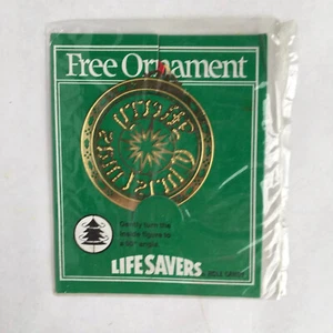 LifeSavers Candy Promo "FREE" Gold Round 2" Merry Christmas Ornament NEW Vintage - Picture 1 of 3