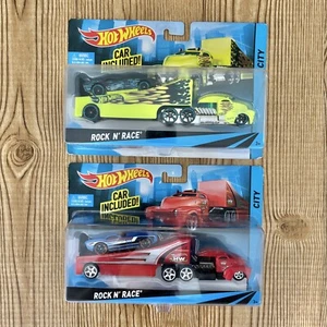 2 LOT Hot Wheels City Transport Truck ROCK N’ RACE Semi Truck & Trailer 2013 - Picture 1 of 8