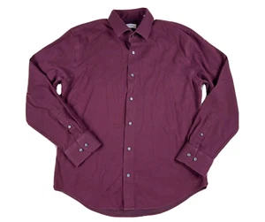 Calibrate Men's Shirt 16(32-33) Long Sleeves No Iron Button Up Cotton Cranberry - Picture 1 of 7