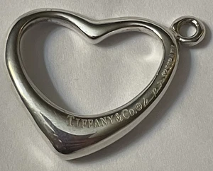 Tiffany & Co. Elsa Peretti Spain .925 Sterling Silver Open Heart Pendant 22mm - Picture 1 of 4