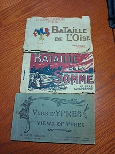 TRES libros de postales de la Primera Guerra Mundial 1914-16 fotos Ypres Bataille Somme francés e inglés - Imagen 1 de 11