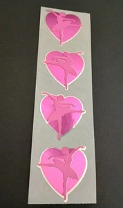 Pegatinas vintage corazones de Hambly tira adhesiva lámina Mylar ROSA ballet - Imagen 1 de 2