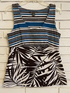 Tommy Bahama braun & blau gestreift/geblümt Golf & Tennis Top in Größe Medium - Bild 1 von 5