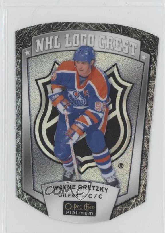 2016 O-Pee-Chee Platinum NHL Logo Crest Die-Cuts Cracked Ice Wayne Gretzky HOF - Image 1 of 2