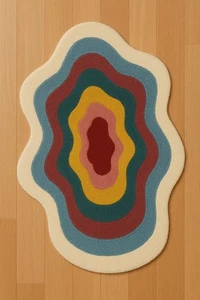 Modern Hand-Tufted Wool Area Rug | Artistic Hand-Tufted Wool Rug, Soft Area Rugs - Picture 1 of 5