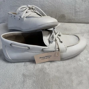 Tommy Bahama NEW Boat Shoes Women 7.5M Cream Seafairer Slip On Laces Docksider - Picture 1 of 10