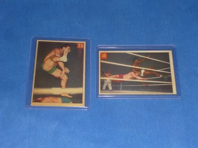 DOS TARJETAS DE LUCHA LIBRE PARKHURST 1954-55 RECORTADAS AREGENTINA ROCCA BOBO BRAZIL HOF Foto 1 de 4