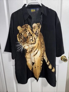 Y2K BillionBay Kurzarm Hemd mit Knopfleiste Herren Größe XXL Tiger - Bild 1 von 3