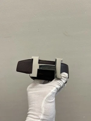 Hermes H-belt Silver Constance Black Brown Pebble Leather Size 110/44 B93 - Image 1 of 4