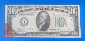 $10 Dollar 1934 A ** Solid Star Note** (Stain) - Picture 1 of 2