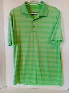 Nike Tour Perfomance Golf Polo Mens M Mint Green Stripe Short Sleeve Dri Fit - Picture 1 of 6