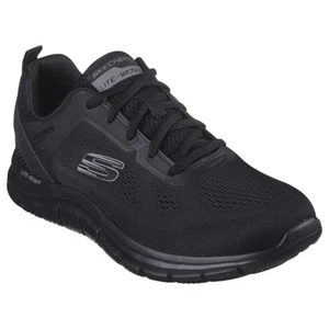 Mens Skechers Track Broader Black Lace Up Athletic Shoes - Picture 1 of 6