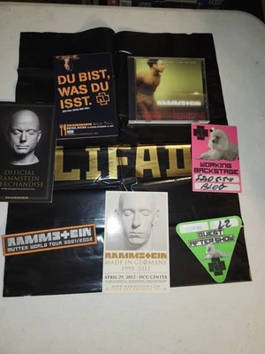 Rammstein ticket stub Original Logo USED Memorabilia shopping bag postcard etc - Image 1 of 4