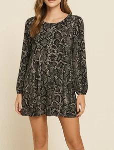 SHOW ME YOUR MUMU Kleid Schlangenmuster S Mini Tunika Langarm Boho Elegant Chic - Bild 1 von 16