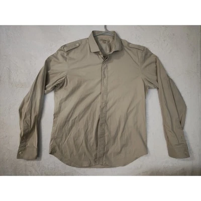 Burberry London Button Up Long Sleeve Shirt Made In Italy Men's Large Beige - Image 1 of 4