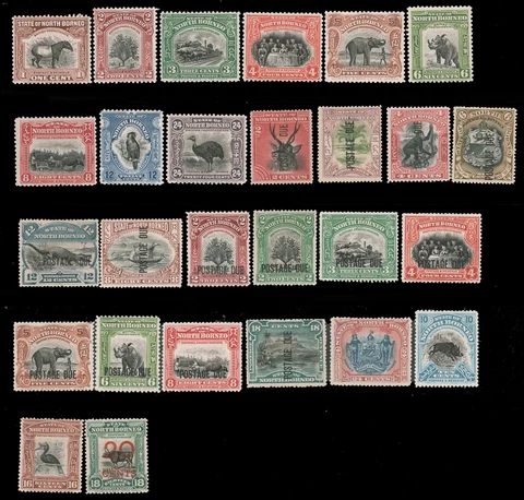 NORTH BORNEO 1909-1922 COLLECTION ON BLACK PAGE MINT better includes nos. 145 90 Cover