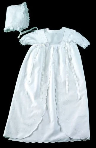 2 pc. Handmade Cotton Christening Madeira Eyelet Dress and Hat - Image 1 of 1
