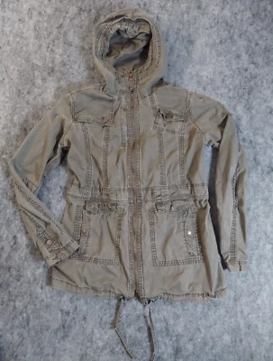 Kut From the Kloth Jacket Women Large Green Olive Military Hooded Full Zip Utilt - Image 1 of 4