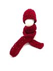 Barbie Doll Custom Handmade Dark Burgundy Knit Scarf & Bennie Hat Doll Wear (a)