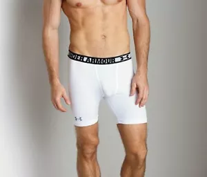 Under Armour HeatGear Adult Men's 6 " Inseam Compression Shorts White 1236237 - Picture 1 of 1