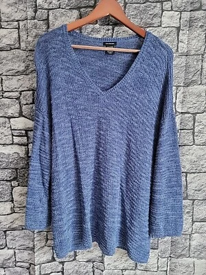Calvin Klein Womens Size XXL  V Neck Sweater Blue Long Sleeve  - Image 1 of 4