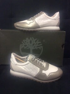 🔥 Timberland Milan Flavor Cream & Gold Leather Suede Trainers UK 7.5 A1JAK 🔥 - Picture 1 of 7