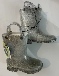 Wester Chief Toddler Girls Silver Glitter PVC Waterproof Rainboots Size 6 - Picture 1 of 3