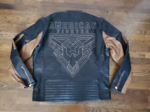 AMERICAN FIGHTER MEN'S DENSITY JACKET Faux PU Leather Black 2X 331OW131 - Picture 1 of 22