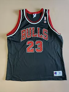 VINTAGE CHAMPION MICHAEL JORDAN CHICAGO BULLS BLACK JERSEY SZ 48 - Picture 1 of 24