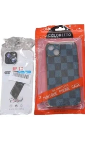 IPhone Case for Apple iPhone 13 Get 2..... 1 Clear 1 Leather Checkered - Picture 1 of 2