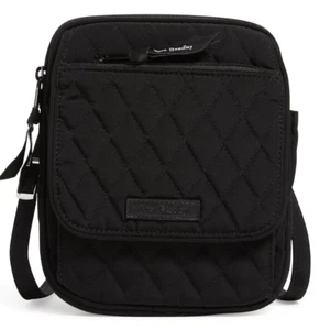 Vera Bradley Classic Black RFID Mini Hipster Crossbody Quilted Microfiber NWT - Picture 1 of 10