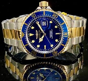 NEW Invicta 22058 Pro Diver 43MM Blue Dial Quartz Two-Tone Bracelet Watch