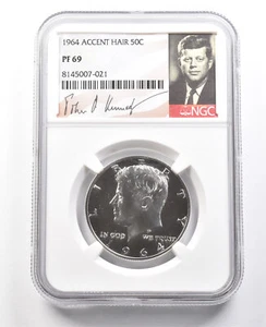1964 Kennedy Half Dollar Accent Hair PF69 NGC *2985 - Picture 1 of 3