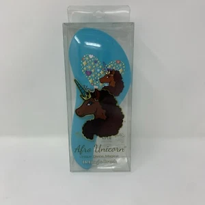 New Afro Unicorn Printed Paddle Hairbrush Teal - Picture 1 of 4