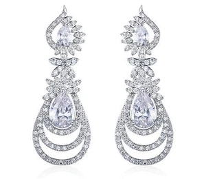 PENDIENTES COLGANTES DE PLATA CIRCONITA CÚBICA CON CLASE CIRCONITA CÚBICA BODA CZ550 - Imagen 1 de 6