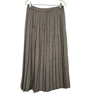 Vintage Women's 10 Pleated Plaid Skirt School Girl Academia Side Zipper Button C - Image 1 of 4