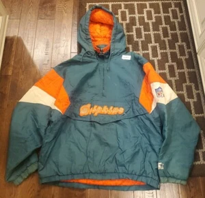 SWEET VINTAGE 90ER STARTER MIAMI DELFINE PULLOVER PUFFERJACKE HERREN GRÖSSE LARGE - Bild 1 von 11